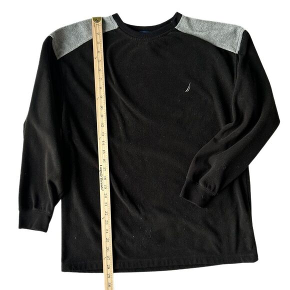 Nautica Pullover Fleece Crew Neck Black Gray Long Sleeve Sweater Men’s Sz L - Picture 6 of 8